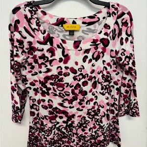 St. John Pink and Black Patterned Blouse